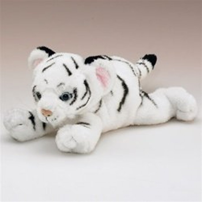black and white stuffed tiger