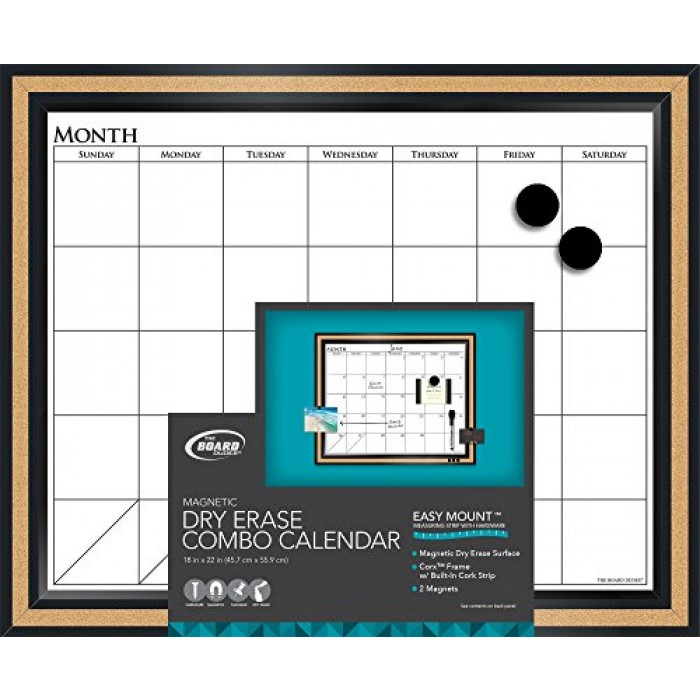 GeeksHive The Board Dudes 18" x 22" CorX Dry Erase Calendar