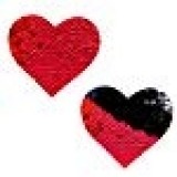 Neva Nude Sookie Red & Black Sequin I Heart U Nipztix Pasties Nipple Covers