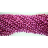 Round Metallic Hot Pink Mardi Gras Beads - 6 DZ (72 necklaces)- PA