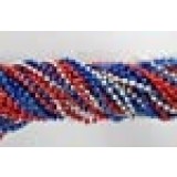 33 inch 7mm Round Metallic Red, Blue and Silver Mardi Gras Beads - 6 Dozen (72 necklaces)