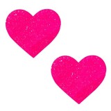 Neva Nude Super Sparkle Watermelly Pink Chunky Glitter I Heart U Nipztix Pasties Nipple Covers for Festivals, Raves, Lingerie and More, Medical Grade Adhesive, Waterproof and Sweatproof, Made in USA