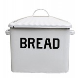Creative Co-op Enameled Metal Bread Box, White