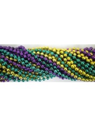 Round Metallic 3 Color Mardi Gras Beads - 6DZ (72 necklaces) MG