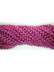 Round Metallic Hot Pink Mardi Gras Beads - 6 DZ (72 necklaces)- PA