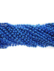 Round Metallic Royal Blue Mardi Gras Beads - 6 DZ (72 necklaces) - PA