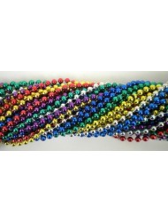 Round Metallic 6 Color Mardi Gras Beads - 6 DZ (72 Necklaces) - PA