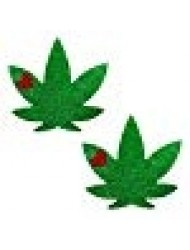 Neva Nude Glorious Green Glitter Weed Leaf Nipztix Pasties Nipple Covers