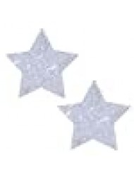 Neva Nude Pixie Dust Silver Glitter Star Nipztix Pasties Nipple Covers for Festivals, Raves, Parties, Lingerie and More, Medical Grade Adhesive, Waterproof and Sweatproof, Made in USA