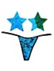 Neva Nude Naughty Knix Seahawks Flip Sequin G-String Thong with Matching Nipztix Pasties Blue Green