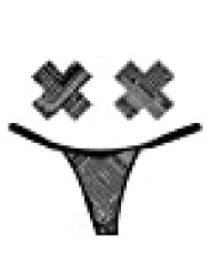Neva Nude Reflective Geometic Madness Naughty Knix G String Panties and Matching Nipztix Pasties Set
