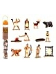 Safari Ltd Powhatan Indians TOOB With 12 Historical Figurine Toys, Including a Camp Fire, Powhatan Woman Cooking, a Fox, Stretched Deer Hide, Bear,