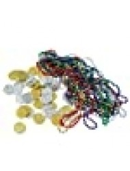 Beistle Plastic Treasure Loot 62 Piece Coins and Necklaces, Party Favors, Pirate Decorations, 33"/ 1.5", Multicolored
