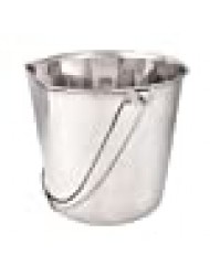 ProSelect Stainless Steel Flat Sided Pails — Durable Pails for Fences, Cages, Crates, or Kennels - 8", 4-Quart