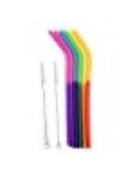 Collections Etc Eco-friendly Color Changing Reusable Straws, Set of 6
