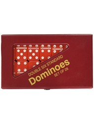 CHH 2408L-RD Double 6 Standard Domino Set with Matching Vinyl Case, Red and White