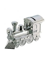 Creative Gifts International Pewter Train Bank for Kids, Newborn Gift, Polished Silver Finish, 6 ”x 3.25", Shiny Non-Tarnish Nickel Plated Finish, Polished Finish, Gift Box Included