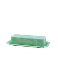 Tablecraft HJ124 Jadeite Glass Collection Butter Dish, 6.75 x 3.25 x 2.25, Green