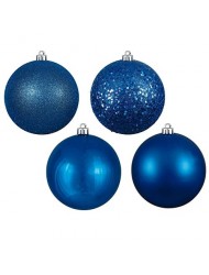Vickerman 6" Blue 4 Finish Ball Ornament 4 per Box