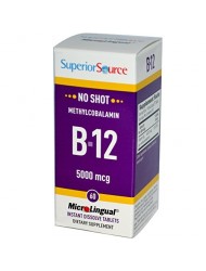 Superior Source - No Shot B12 Methylcobalamin Instant Dissolve 5000 mcg. - 60 Tablets