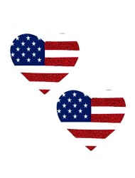Neva Nude 'Murica Patriostie Glitter I Heart U Nipztix Pasties Nipple Covers for Festivals, Raves, Parties, Lingerie and More, Medical Grade Adhesive, Waterproof and Sweatproof, Made in USA