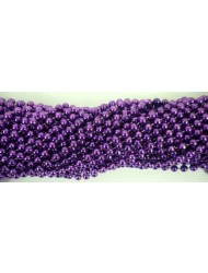 Round Metallic Purple Mardi Gras Beads - 6 DZ (72 Necklaces)
