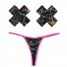 Neva Nude Grafitti Black Neon Retro UV Naughty Knix G String with Matching Nipztix Pasties Nipple Covers For Raves and Festivals