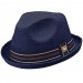 Peter Grimm Men's Standard Depp Natural Straw Fedora, Navy, Small-Medium