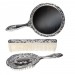 3 pc Silver Chrome Girls Vanity Set Comb Brush Mirror.