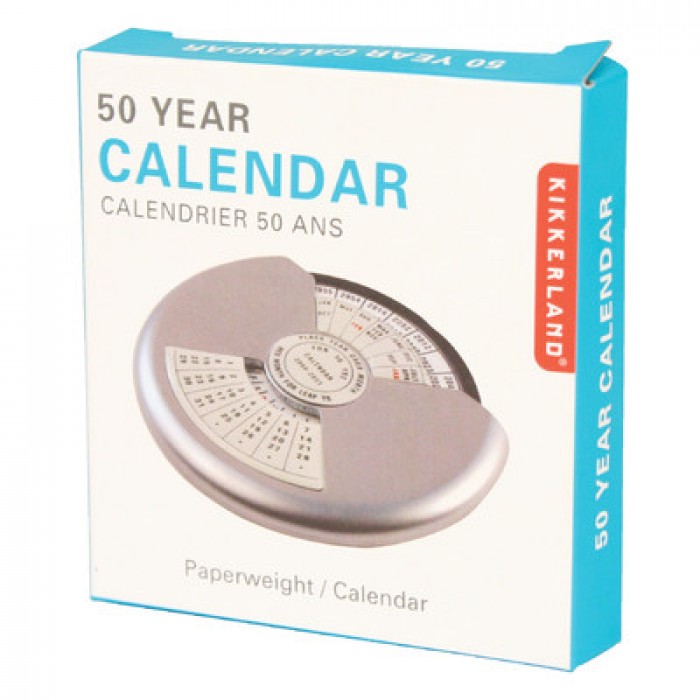 GeeksHive Kikkerland 50 Year Calendar Paperweight (CAL50) Desk