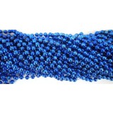 Round Metallic Royal Blue Mardi Gras Beads - 6 DZ (72 necklaces) - PA