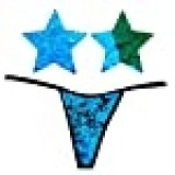 Neva Nude Naughty Knix Seahawks Flip Sequin G-String Thong with Matching Nipztix Pasties Blue Green