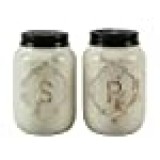 youngs Miniature Country Ceramic Mason Jar-Shaped Salt & Pepper Shakers, Cream, 2.75" high x 1.5" diameter