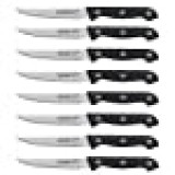 Maxam 8-Piece Steak Knife Set - 8 7/8 Inch Stainless Steel Serrated Blade, Sharp Slicing Edge for Thick Meat