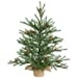 Vickerman 18" Caramel Pine Artificial Christmas Tree Unlit, Seasonal Indoor Home Decor with Decorative Burlap Base