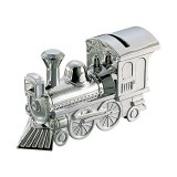 Creative Gifts International Pewter Train Bank for Kids, Newborn Gift, Polished Silver Finish, 6 ”x 3.25", Shiny Non-Tarnish Nickel Plated Finish, Polished Finish, Gift Box Included