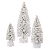 Vickerman 5"/7"/9" White Snow Oval Artificial Christmas Tree, Unlit - Faux Christmas Tree Set - Seasonal Indoor Home Decor
