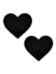 Neva Nude Black Malice Glitter I Heart U Nipztix Pasties Nipple Covers for Festivals, Raves, Parties, Lingerie and More, Medical Grade Adhesive, Waterproof and Sweatproof, Made in USA