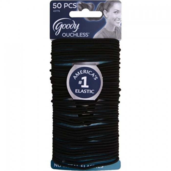 GeeksHive: Goody Ouchless Black 2MM Elastics, 50 CT - Ponytail Holders ...